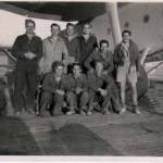 A crew of chaps on ‘Majors’. Smudge, Pete, Junior, George, Paddy Black, Ana, Camp, Jock Hannah and Jock Mackay ‘Bombay’ 240x 09 February 1943.