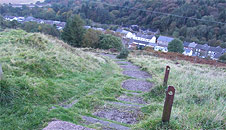 Concrete steps leading back down into the town
