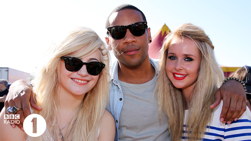 Reggie Yates with Pixie Lott and Diana Vickers