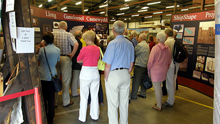 Visitors on a tour of the Newport Medieval Ship