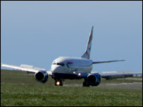 BA Plane landing in Jersey
