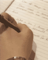 Hannah writing up her research