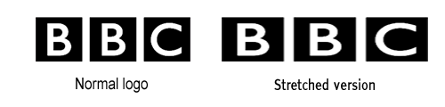 Example of the BBC logo shown in different aspect ratios