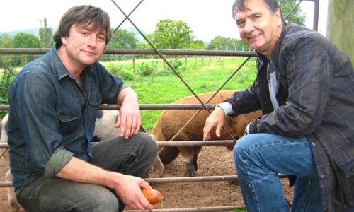 Raymond Blanc with charcuterie producer James Swift at Trealy farm