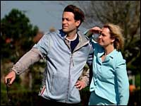 Chris Packham and Jo Palmer posing