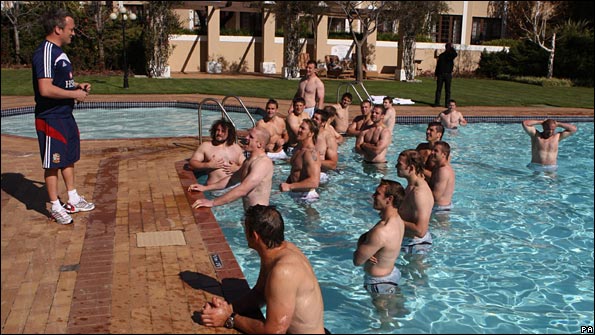 Stridgeon conducts a fitness session in the pool