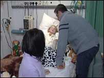 Lydia Cross in hospital