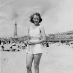 Margaret Hughes on Blackpool beach 1943