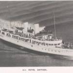 M.V. Royal Daffodil. Built in 1939 by William Denney and Brothers, Dumbarton. 2060 Tons gross, 313 feet long, 50 feet beam, 4500 B.H.P. Speed: 21 Knots. Capacity: 2073 Passengers.