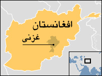 غزنی در نقشه افغانستان