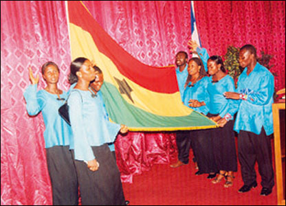 Youths with flag