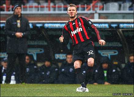 David Beckham playing for AC Milan