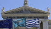Bank of Greece with Greek flag