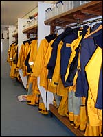 View of Whitby lifeboat station's changing room