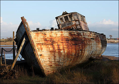 Derelict boat 'Good Hope' at Skippool Creek on the river Wyre