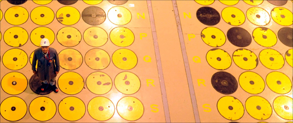 Chris Jackson standing on top of nuclear waste storage facility at Sellafield, Cumbria