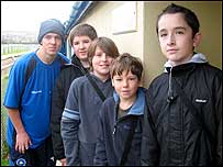Striker Jamie Ward with the young reporters