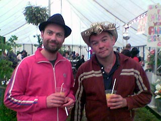 Stewart Lee and friend in the Cabaret green room
