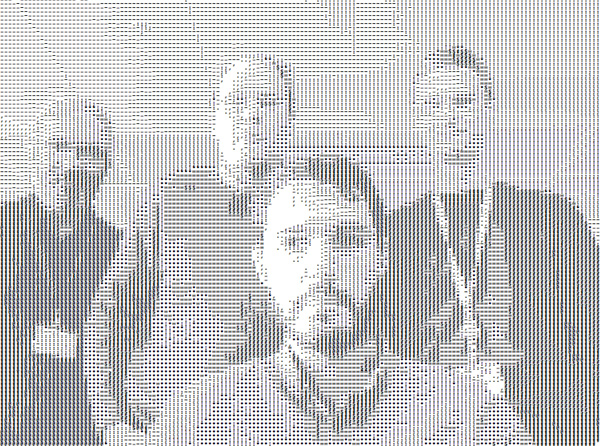 Image of a few IRFS team members rendered in ASCII