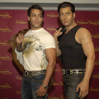 Salman Khan with his newly made twin at Madame Tussauds