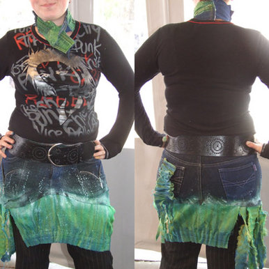 Denim graffiti skirt