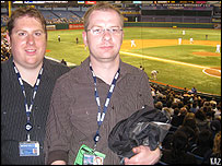 Seth and Paul at the baseball in Florida
