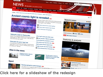 Slideshow of the redesigned BBC News website