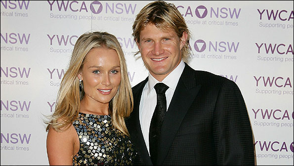 Watson pictured at a function with wife Lee Furlong