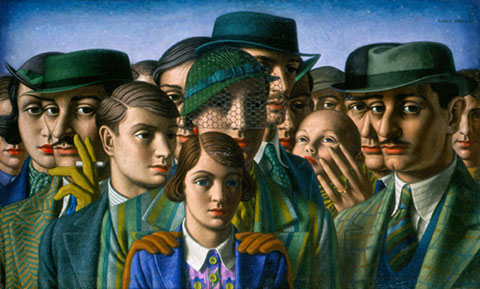 Alfred Janes' painting The Queue (1938). Photo courtesy of Hilly Janes