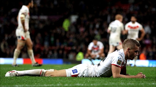 Saint Helens' Jamie Foster lying on the ground