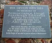 A plaque to the Witches of Bideford