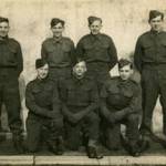 Members of a platoon called up from Aberdeen's Gordon Barracks in March 1943. The group eventually dispersed and joined different army units. Back row, L to R Molyneux (Molly for short), a Londoner, a Fifer, an Aberdonian. Front row, L to R Dougal Milne (me), a Londoner, a Dundonian