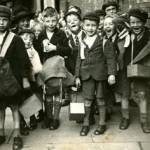 I am on the far left of the picture - clutching my bag of food.