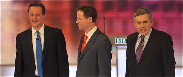 David Cameron, Nick Clegg and Gordon Brown