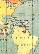 The Caribbean, a detail from a 1886 map of the British Empire