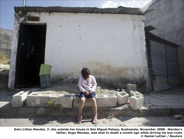Delci Mendez outside her house