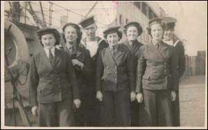 Betty, Dorothy, Barbara, Mollie, myself + Charlie, Bill