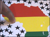 Olivia Somuah points to Ghana on the map