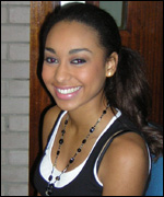 Miss Lincolnshire Emily Okelo in the radio studio