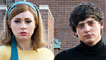 Karen Gillan as Jean Shrimpton and Aneurin Barnard as David Bailey on a New York rooftop during filming