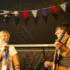 Kate Thornton shares a joke with Ian Broudie of the Lightning Seeds