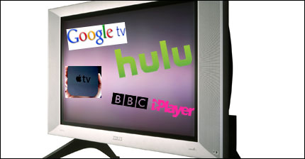 Una tv con logos de tv bajo demanda