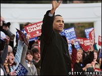 Barack Obama campaigns at Clemson University in South Carolina