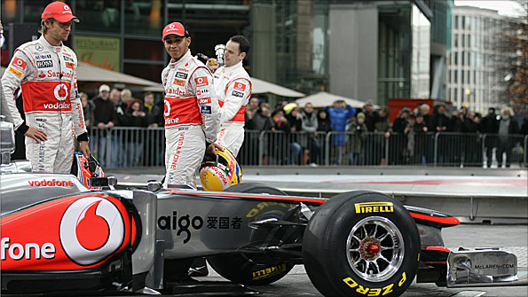 Lewis Hamilton and Jenson Button at the launch of the new McLaren F1 car