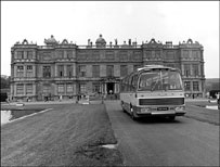 A coach leaving Longleat in the sixties
