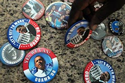 Obama for President badges.