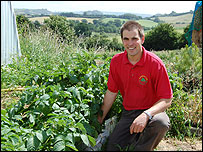 Simon Holland with his potato crop.