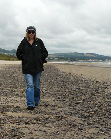 Sherri Campbell walking on Leven Beach