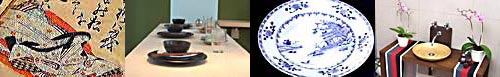 Japanese embroidery, table settings, china, bamboo washbasin