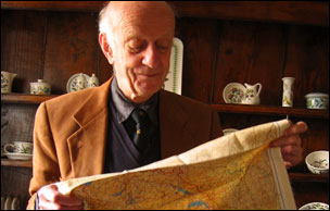 Peter Fahy with 'silk' survival map